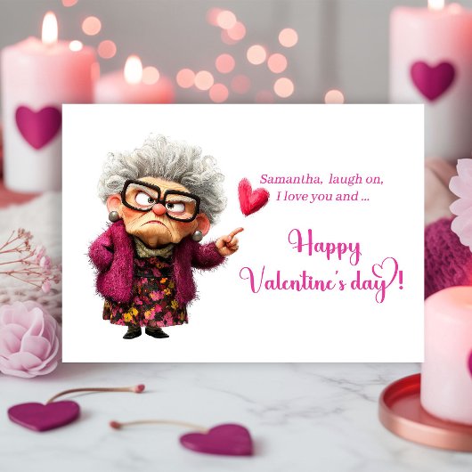 Funny Grumpy Old Lady Attitude Valentine’s Day Feestdagenkaart