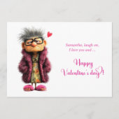 Funny Grumpy Old Lady Valentine Card in Hot Pink Feestdagenkaart (Voorkant)