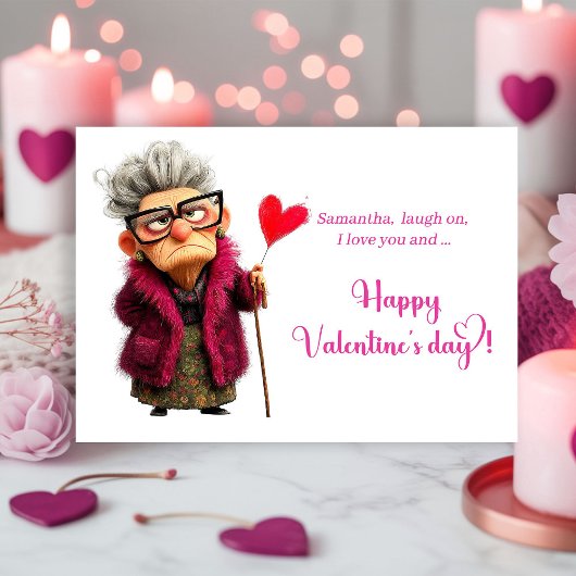 Funny Grumpy Old Woman Valentine Card Attitude Feestdagenkaart