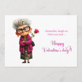 Funny Grumpy Old Woman Valentine Card Playful Feestdagenkaart (Voorkant)