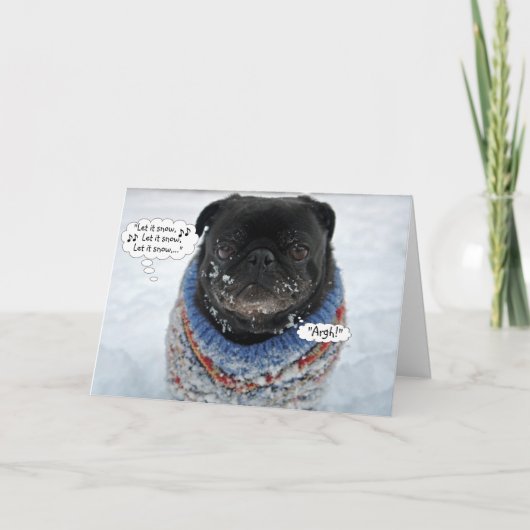 Funny Grumpy Pug-kerstkaart Feestdagen Kaart (Voorkant)