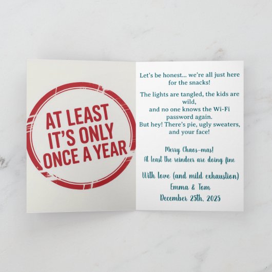 Funny Grumpy Reindeer Customizable Photo Christmas Kaart (Binnen)