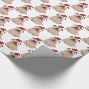 Funny Grumpy Santa Pug kerstpapier Cadeaupapier