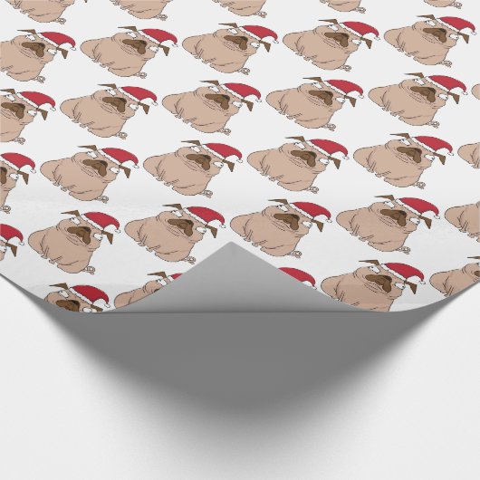 Funny Grumpy Santa Pug kerstpapier Cadeaupapier (Hoek)
