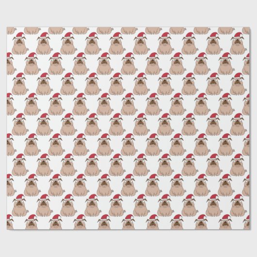 Funny Grumpy Santa Pug kerstpapier Cadeaupapier (Vlak)