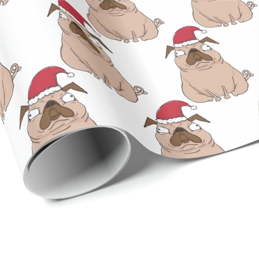 Funny Grumpy Santa Pug kerstpapier Cadeaupapier (Rol Hoek)