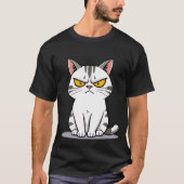 Funny Grumpy White Tabby Cat Staring  ✨🐾😠 T-shirt (Voorkant)