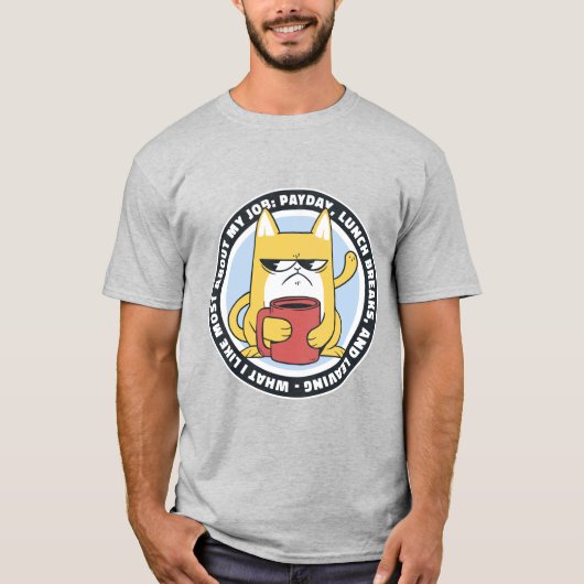 Funny Grumpy Working Cat T-shirt (Voorkant)