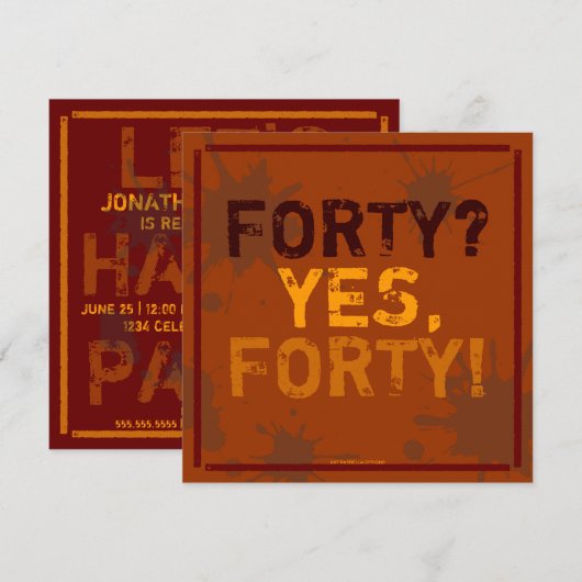 Funny Grungy Birthday Party Invitation Kaart (Voorkant / Achterkant)