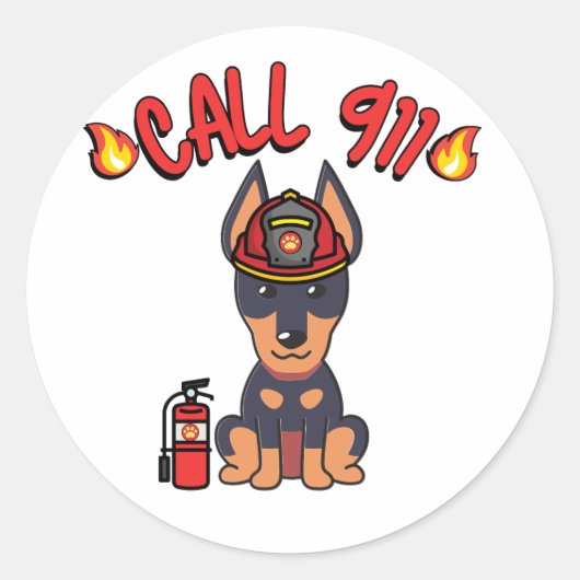 Funny Guard hond is een brandweerman Ronde Sticker (Voorkant)