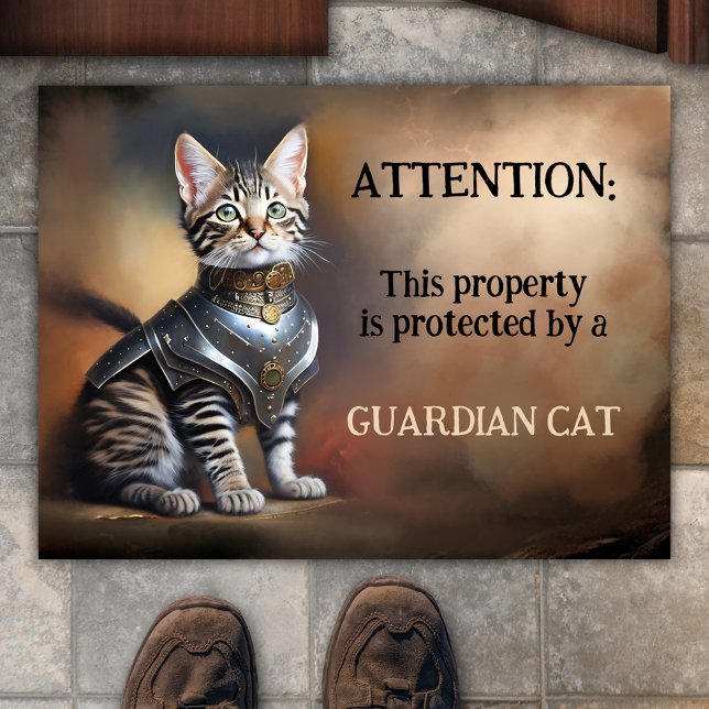Funny Guardian Cat Deurmat (Creator heeft geüpload)
