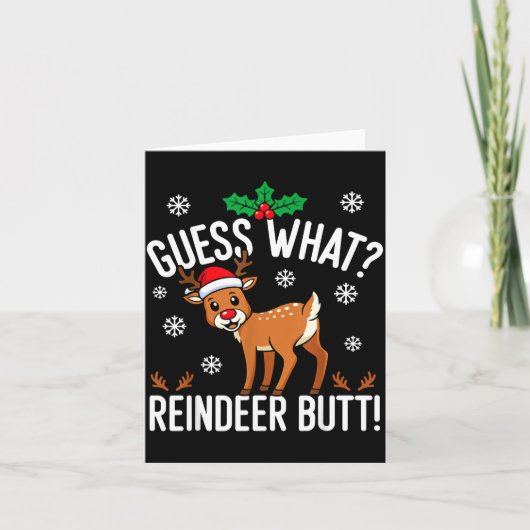 Funny Guess What Reindeer Butt Christmas Reindeer  Kaart (Voorkant)