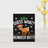 Funny Guess What Reindeer Butt Christmas Reindeer  Kaart (Gele Bloem)