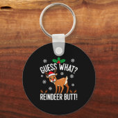 Funny Guess What Reindeer Butt Christmas Reindeer  Sleutelhanger (Voorkant)