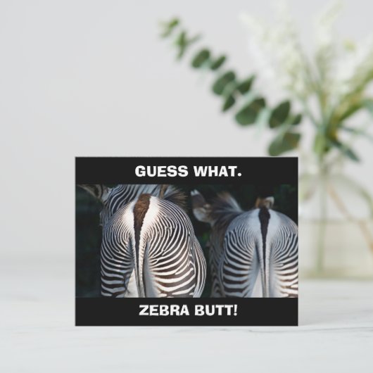 Funny Guess What Zebra Butt Wildlife Briefkaart (Staand voorkant)
