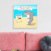 Funny Guilty Shark op Beach Canvas Afdruk (Insitu (Woonkamer))