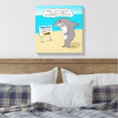 Funny Guilty Shark op Beach Canvas Afdruk (Insitu (Slaapkamer))