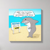 Funny Guilty Shark op Beach Canvas Afdruk (Voorkant)