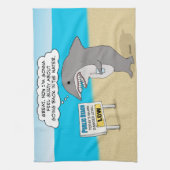 Funny Guilty Shark op strand Theedoek (Verticaal)