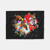 Funny Guinea G Christmas Santa Hat Xmas Lights  Fleece Deken (Voorkant (Horizontaal))