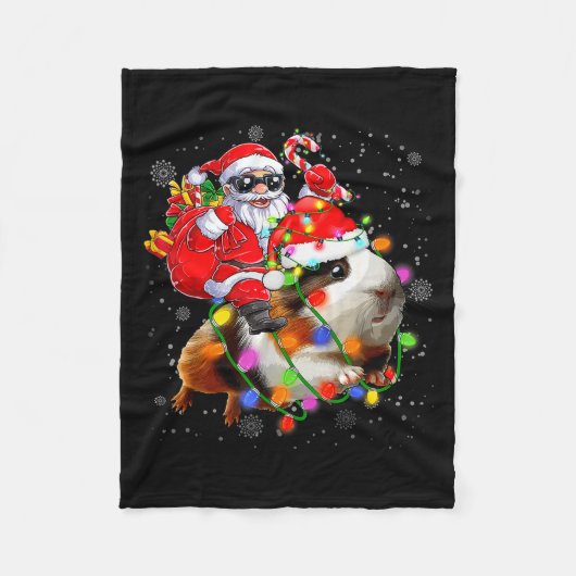 Funny Guinea G Christmas Santa Hat Xmas Lights  Fleece Deken (Voorkant)