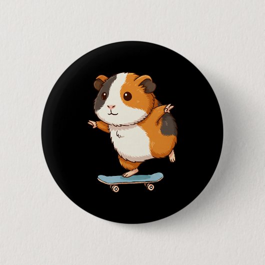 Funny Guinea G Skater Skateboard Ballerina Zoo Boy Ronde Button 5,7 Cm (Voorkant)