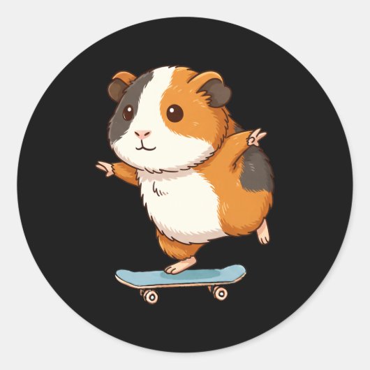 Funny Guinea G Skater Skateboard Ballerina Zoo Boy Ronde Sticker (Voorkant)