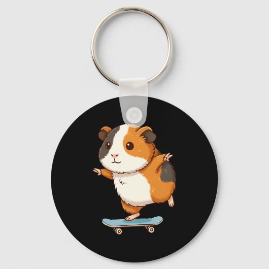 Funny Guinea G Skater Skateboard Ballerina Zoo Boy Sleutelhanger (Voorkant)