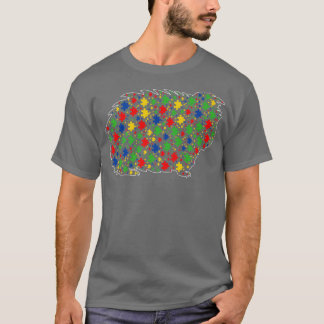 Funny Guinea pig Animals Puzzle Pieces Autism Awar T-shirt