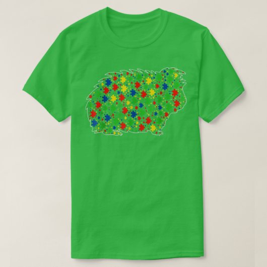Funny Guinea pig Animals Puzzle Pieces Autism Awar T-shirt (Design voorkant)