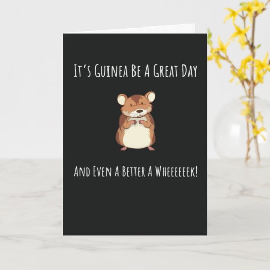 Funny Guinea Pig Cards Wheek Piggies Pets Cavy Pun Kaart (Gele Bloem)