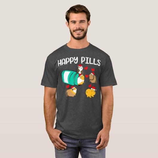 Funny guinea pig Happy Pills pet gift T-shirt (Voorkant volledig)