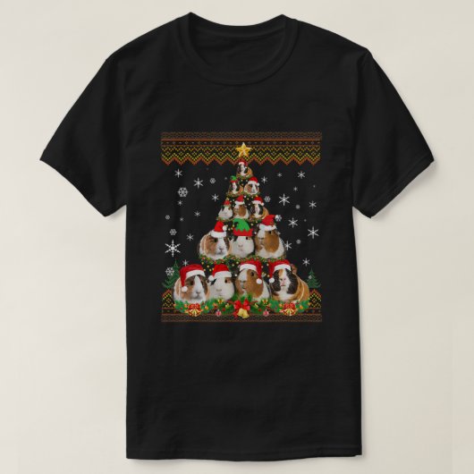 Funny Guinea Pig Kerstmis Ugly Sweater Kerstmis T-shirt (Design voorkant)