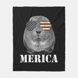 Funny Guinea Pig Merica Patriotic Usa Vlag Fleece Deken