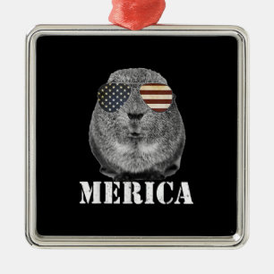 Funny Guinea Pig Merica Patriotic Usa Vlag Metalen Ornament