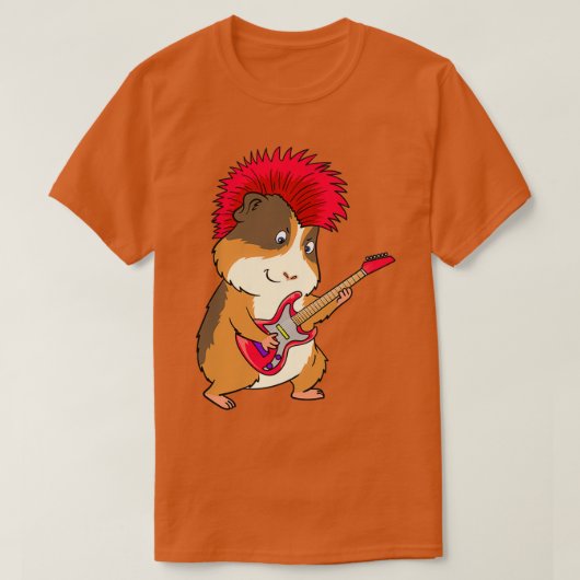 Funny guinea pig punk rock guitar-design t-shirt (Design voorkant)