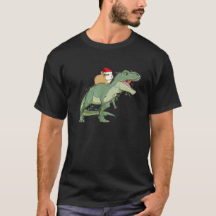 Funny Guinea Pig Riding Kerstmis Licht Rex Dino T-shirt
