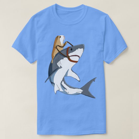 Funny Guinea Pig Riding Shark T-shirt (Design voorkant)