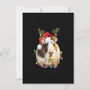 Funny Guinea Pig Santa Hat renherder antlers Licht Kaart