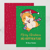 Funny Guinea Pig Winter Holiday Merry Kerstmis Feestdagenkaart (Voorkant / Achterkant)