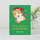 Funny Guinea Pig Winter Holiday Merry Kerstmis Feestdagenkaart (Staand voorkant)