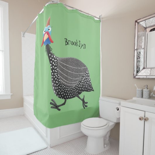 Funny Guineafowl cartoon Douchegordijn (In situ)