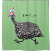 Funny Guineafowl cartoon Douchegordijn (Voorkant)