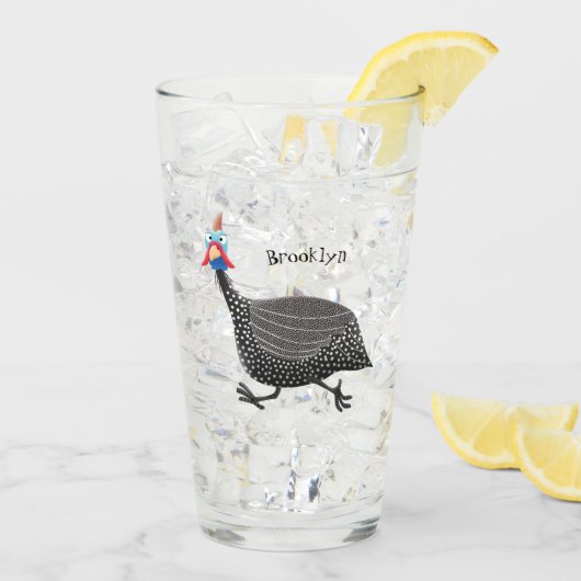 Funny Guineafowl cartoon Glas (Achterkant ijs)