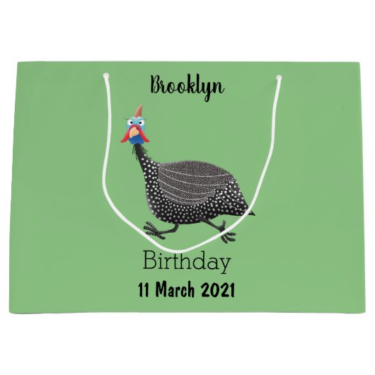 Funny Guineafowl cartoon Groot Cadeauzakje (Voorkant)