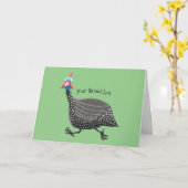 Funny Guineafowl cartoon Kaart (Gele Bloem)