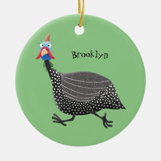 Funny Guineafowl cartoon Keramisch Ornament (Voorkant)