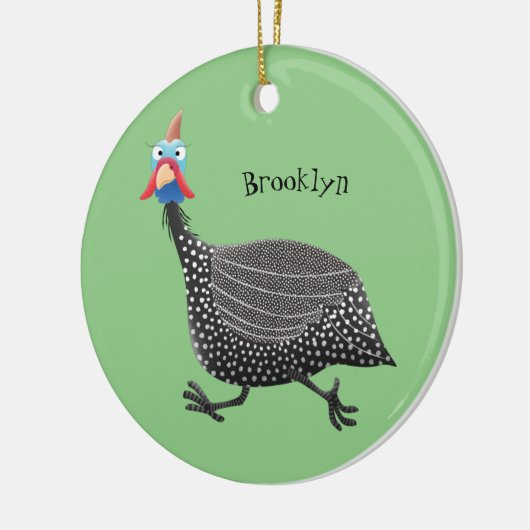 Funny Guineafowl cartoon Keramisch Ornament (Links)