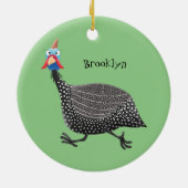 Funny Guineafowl cartoon Keramisch Ornament (Achterkant)