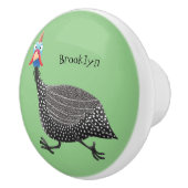 Funny Guineafowl cartoon Keramische Knop (Rechts)